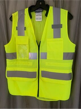 High-Visibility Yellow Safety Vest with Reflective Stripes